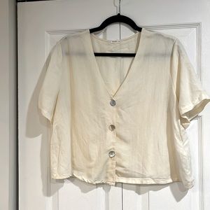 Cream colored cropped button down